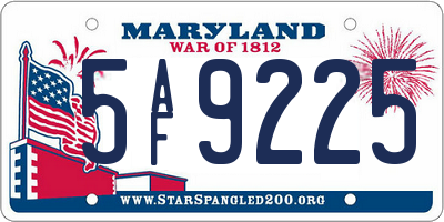 MD license plate 5AF9225