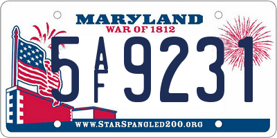 MD license plate 5AF9231