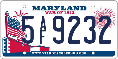 MD license plate 5AF9232