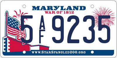 MD license plate 5AF9235