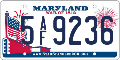 MD license plate 5AF9236