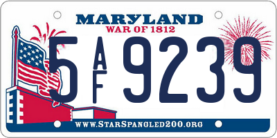 MD license plate 5AF9239