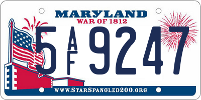 MD license plate 5AF9247