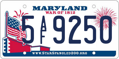 MD license plate 5AF9250