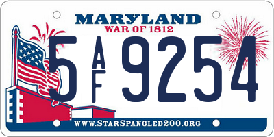 MD license plate 5AF9254