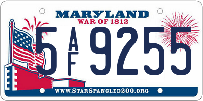 MD license plate 5AF9255