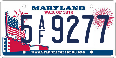 MD license plate 5AF9277