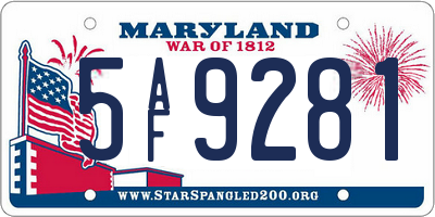 MD license plate 5AF9281