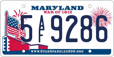 MD license plate 5AF9286
