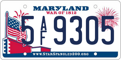 MD license plate 5AF9305