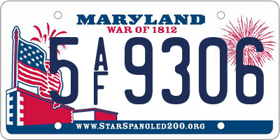 MD license plate 5AF9306