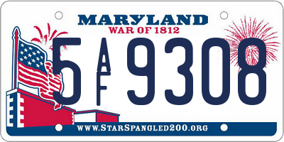 MD license plate 5AF9308