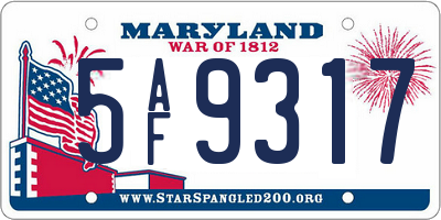 MD license plate 5AF9317