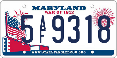 MD license plate 5AF9318