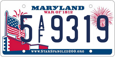 MD license plate 5AF9319