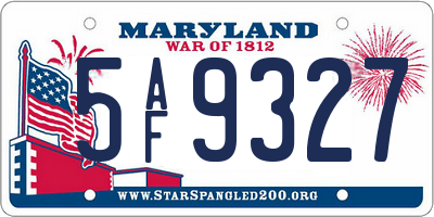 MD license plate 5AF9327
