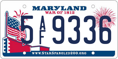 MD license plate 5AF9336