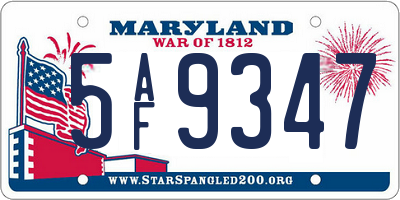 MD license plate 5AF9347