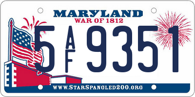 MD license plate 5AF9351