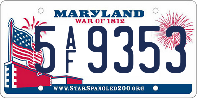 MD license plate 5AF9353