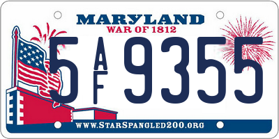 MD license plate 5AF9355