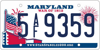 MD license plate 5AF9359