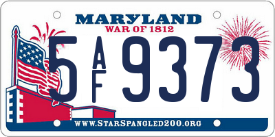 MD license plate 5AF9373