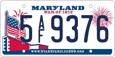 MD license plate 5AF9376