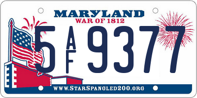 MD license plate 5AF9377