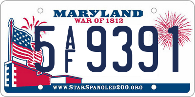 MD license plate 5AF9391