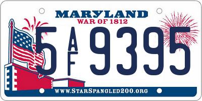 MD license plate 5AF9395