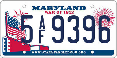 MD license plate 5AF9396
