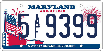 MD license plate 5AF9399