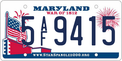 MD license plate 5AF9415