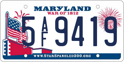 MD license plate 5AF9419