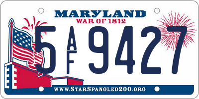 MD license plate 5AF9427