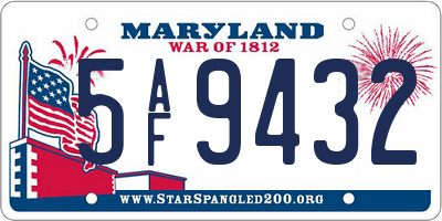 MD license plate 5AF9432