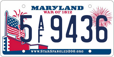 MD license plate 5AF9436