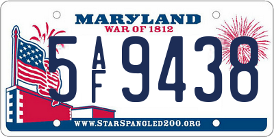 MD license plate 5AF9438