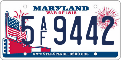 MD license plate 5AF9442