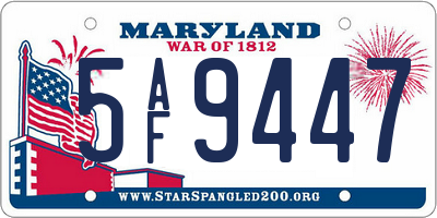 MD license plate 5AF9447