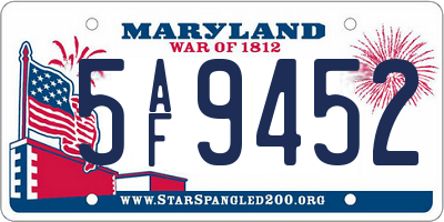 MD license plate 5AF9452