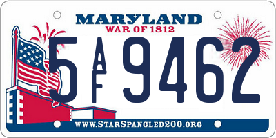 MD license plate 5AF9462