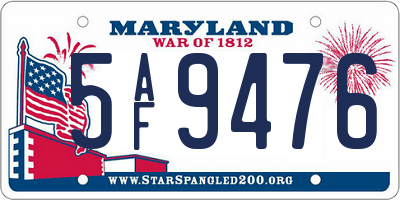 MD license plate 5AF9476