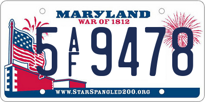 MD license plate 5AF9478