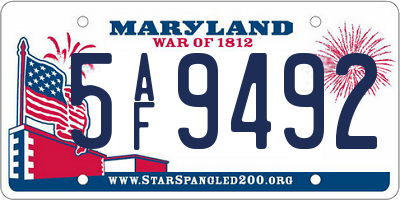 MD license plate 5AF9492