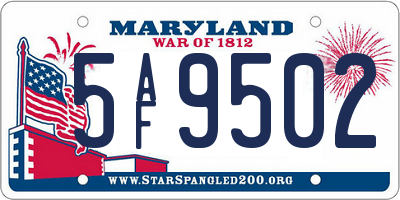 MD license plate 5AF9502