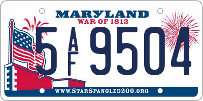MD license plate 5AF9504