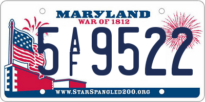 MD license plate 5AF9522
