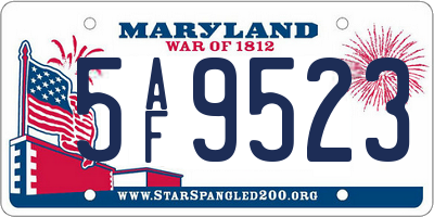 MD license plate 5AF9523